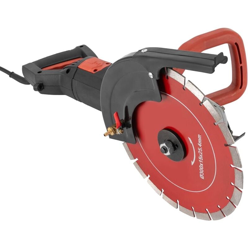 Scie à béton électrique, 3000 w, 4300 tr / min, Disqueuse à béton, avec deux lames d'origine de 12 pouces, fixation et pompe d'aspiration, profondeur
