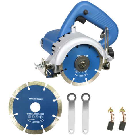 Scie à carrelage électrique 1200 W pour marbre et maçonnerie, Réglage de la profondeur de coupe,biseau de 0 à 45° et profondeur de coupe de 0 à 32°, bleu