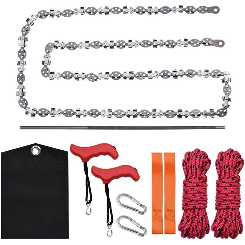Debuns - Scie à chaîne à corde pliable manuelle, coupe large à 68 dents pour la randonnée, la survie en milieu sauvage, le jardinage et le camping,de