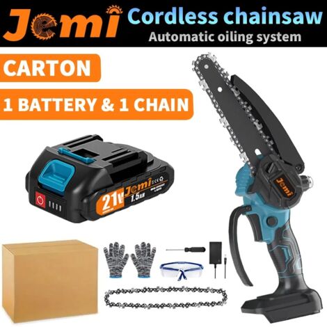Scie à chaîne électrique rechargeable sans fil portable de 6 pouces avec deux batteries, coupe-bois, outil d'élagage de verger de jardin, 1batt 1chain(carton)
