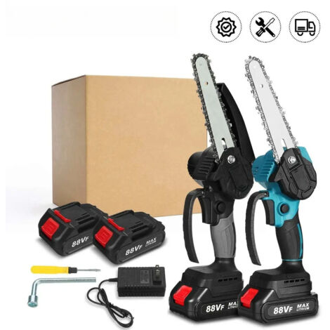 Scie à chaîne électrique sans fil 3000w, 6 pouces, Rechargeable, pour l'élagage du bois, outils électriques pour batterie 18V(Avec 2 batteries)