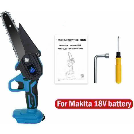 Scie à chaîne électroportative sans fil 1200W Onevan Mini tronçonneuse à batterie électrique - 6 pouces pour Makita 18V Couleur Vitesse réglable pour la coupe du bois