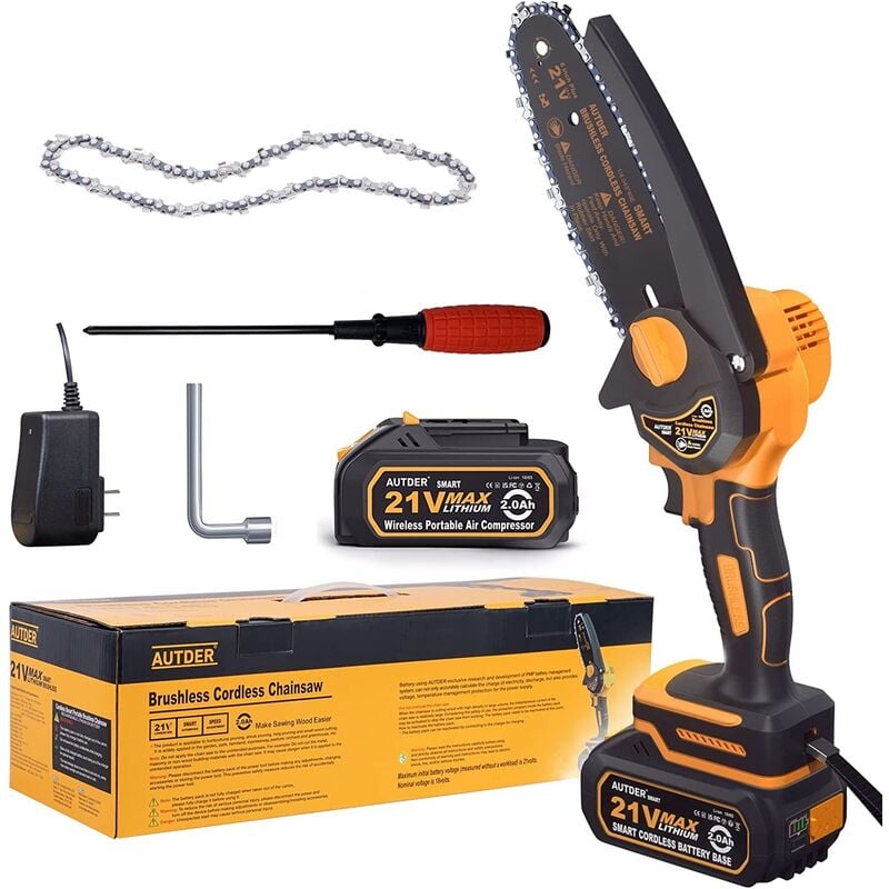 Memkey - Scie à chaîne sans fil Scie à chaîne miniature Scie à chaîne à batterie Scie à chaîne électrique avec une batterie rechargeable de 21V pour