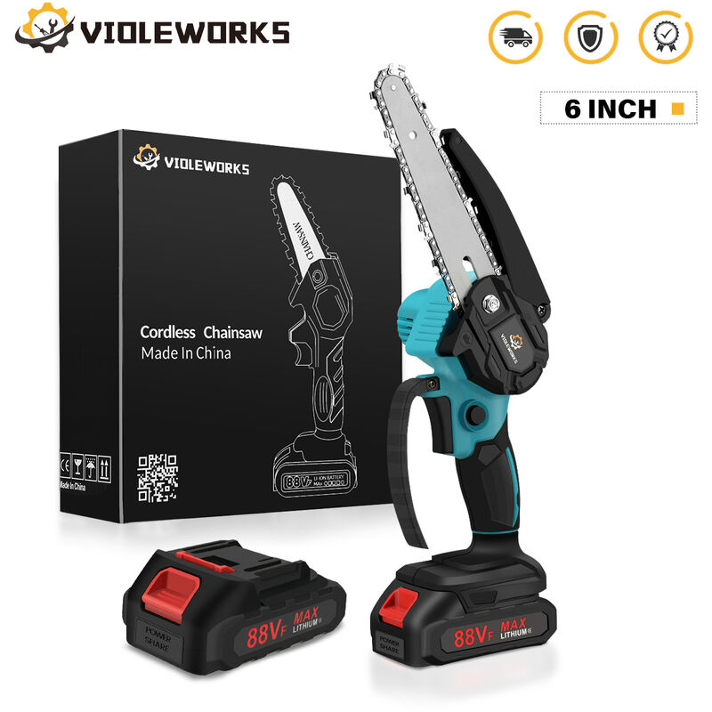 Kingso - Tronçonneuse à batterie 6 '' 88VF 2 Batteries Portable Scie à Chaine Électrique Sans fil Jardin Logging Hasaki