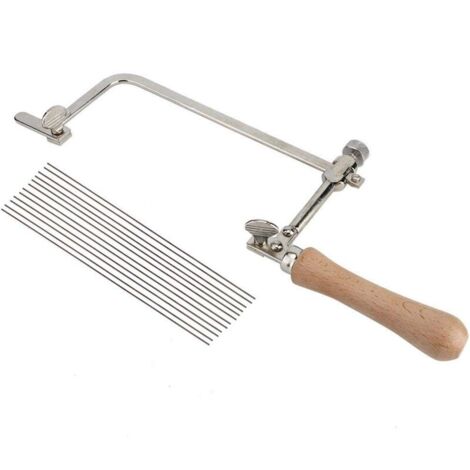 Scie a Chantourner Manuelle, Kit Fabrication Bijoux Scie Chantourner à Bijoux à Cadre Réglable Saw Jewelry Tool Making Cutting Wood Handle Equipment (Saw Bow+12 Saw Blade)