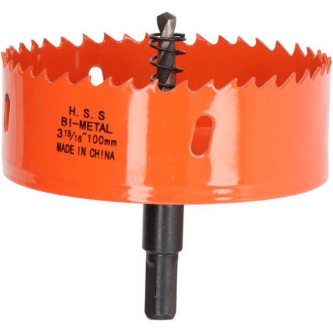 Scie à Cloche Bimétale HSS pour Perçage Bois, Métal, PVC - Mandrin Renforcé - Diamètre 100 mm (3 15/16") pour Perceuse