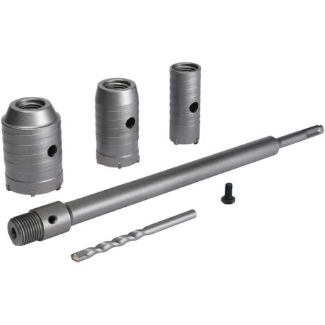 Scie à Cloche Trépan, Ø30mm, 40mm, 50mm Set de Scies Cloches, Trépan Béton 350 mm SDS Plus Tige d'Extension ​Pointe en Carbure de Tungstène,Scie Cloche pour Brique Pierre Béton Ciment