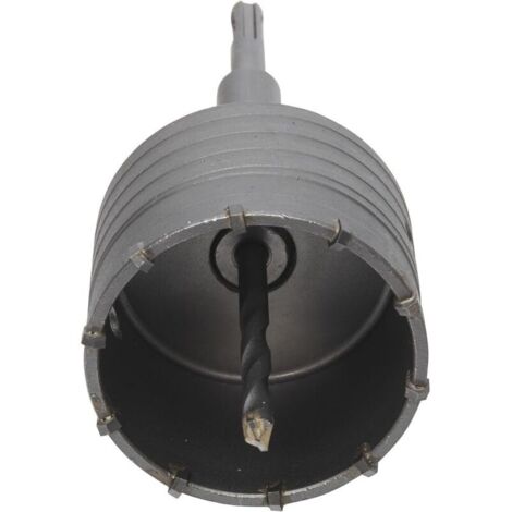 Scie à Cloche Trépan Béton 80mm avec Adaptateur SDS Plus 110 mm + Foret hélicoïdal + Vis de positionnement, Pour Brique Béton Ciment Pierre Ouvertures de Climatisation