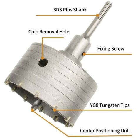 Scie à Cloche Trépan Béton avec Adaptateur SDS Plus 110 mm, Pour Brique Béton Ciment Pierre (100mm+110mm SDS Plus Adaptateur)