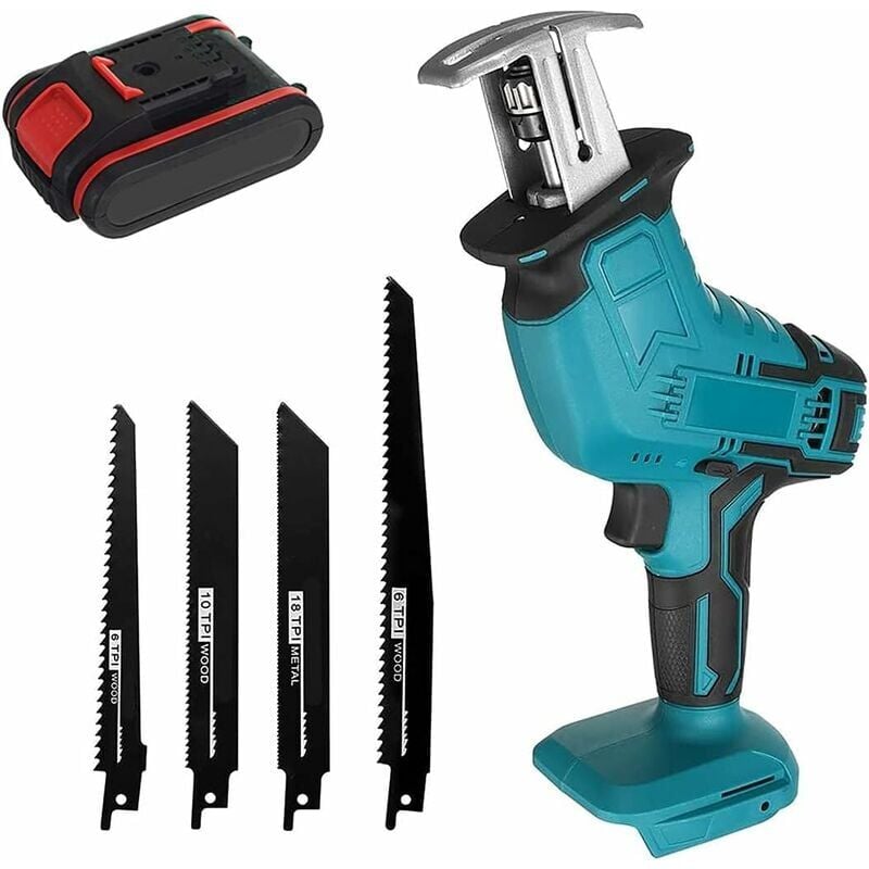 Scie à Crochet, Scie électrique à Batterie Portable à Une Main Avec 4 Lames 0-4000 Tr/Min Pour Le Travail Du Bois, Métal, Plastique (Une Batterie et