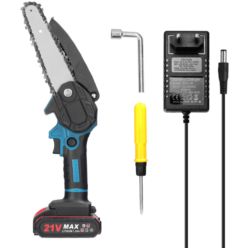 Lifcausal - Scie à élaguer électrique portable 21 v 6 pouces, petite tronçonneuse à bois, moteur à brosse, outil de travail du bois à une main pour