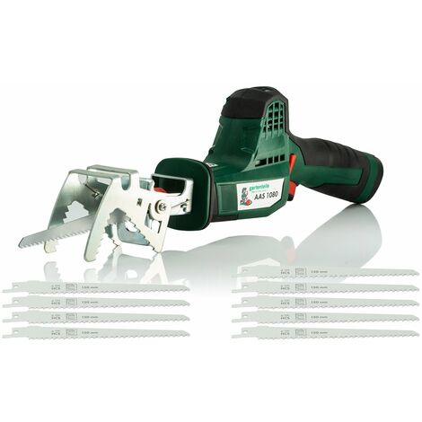 Scie à élaguer sans fil 10,8V – Batterie lithium-ion 2,0Ah – Profondeur de coupe 80mm – Changement de lame sans outil – Gartenteile