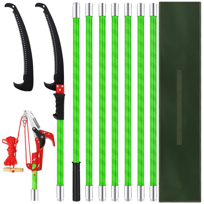 Zoternen - Scie à Élaguer Télescopique 2-8m Scie à Perche Extensible avec Lame en Acier Tranchant Scie d'Élagage avec 8 Poteaux en Fibre de Verre