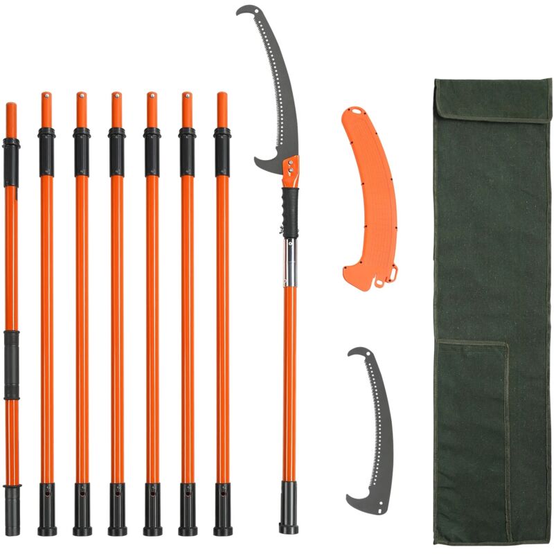 Scie a Elaguer Telescopique 7.3-27ft Scie a Perche Extensible avec Lame en Acier Tranchant