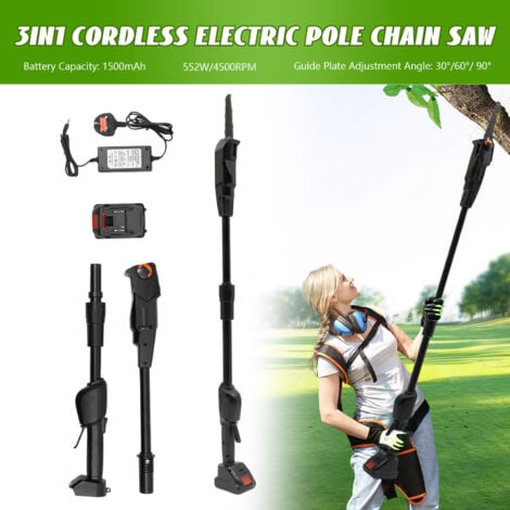 Scie à élaguer télescopique sans fil 21V scie à élaguer scie à arbre scie électrique chargeur 550W