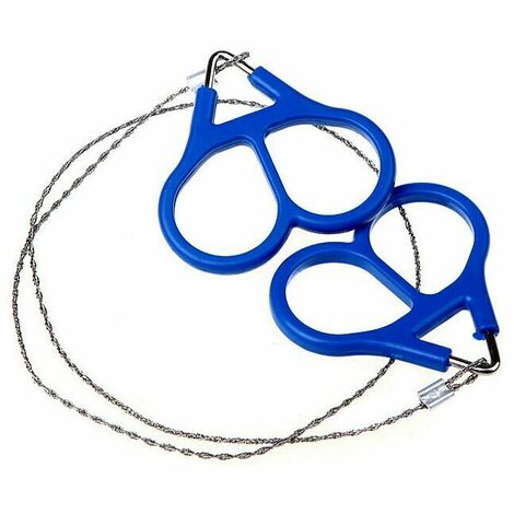 Scie À Fil En Acier Inoxydable Mini Scie À Fil D'urgence Chainsaw Trousse De Survie Pour La Randonnée Camping Urgence De Survie Bleu，