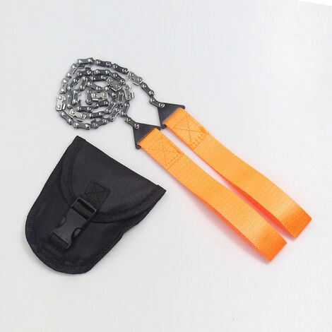Scie à main de poche nordique - Scie à chaîne portable - Poignées et étui en nylon pour scie à chaîne à main de 65 cm - Fil de sciage - Équipement de survie pour le camping et la randonnée