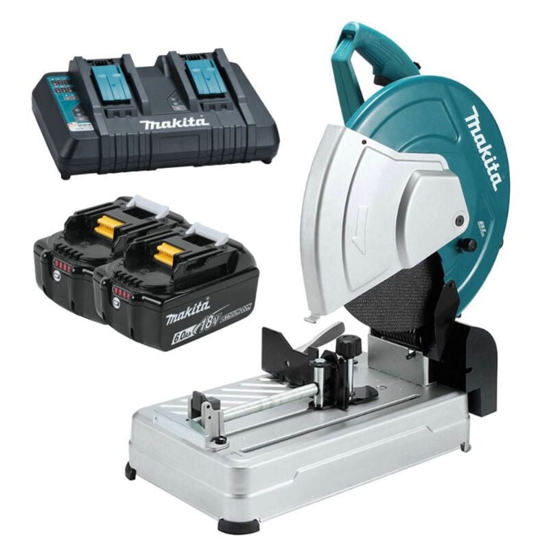 Makita - Tronçonneuse à métaux 355mm DLW140PG2 - 2 batteries 6,0Ah + chargeur double