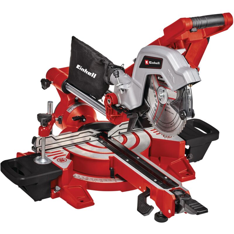 Einhell Scie à onglet radiale TE-SM 216 Dual (1 800 W, fonction de traction, laser, réglage dangles rapide, blocage darbre « Spindle-Lock », vendue