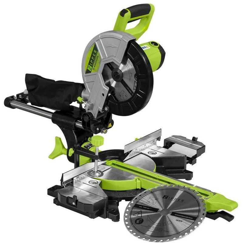 Scie a onglets 2000W 255 mm bois plastique aluminium acier Zipper ZI-KGS255DS