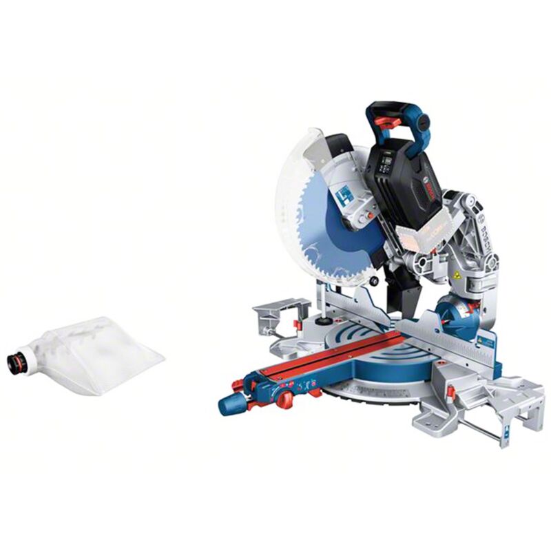 Bosch Professional 18V System scie à onglets radiale sans fil BITURBO GCM 18V 305 GDC avec lame de scie module de connectivité sac à poussière