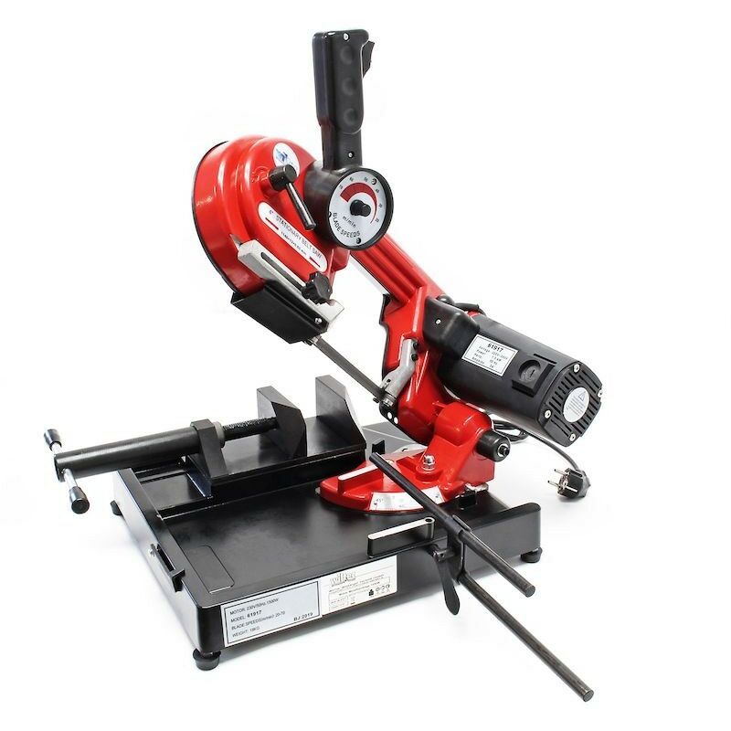 Le Poisson Qui Jardine - Scie à ruban mobile pour métaux de 1500W avec une profondeur de coupe de 105mm et lame incluse.