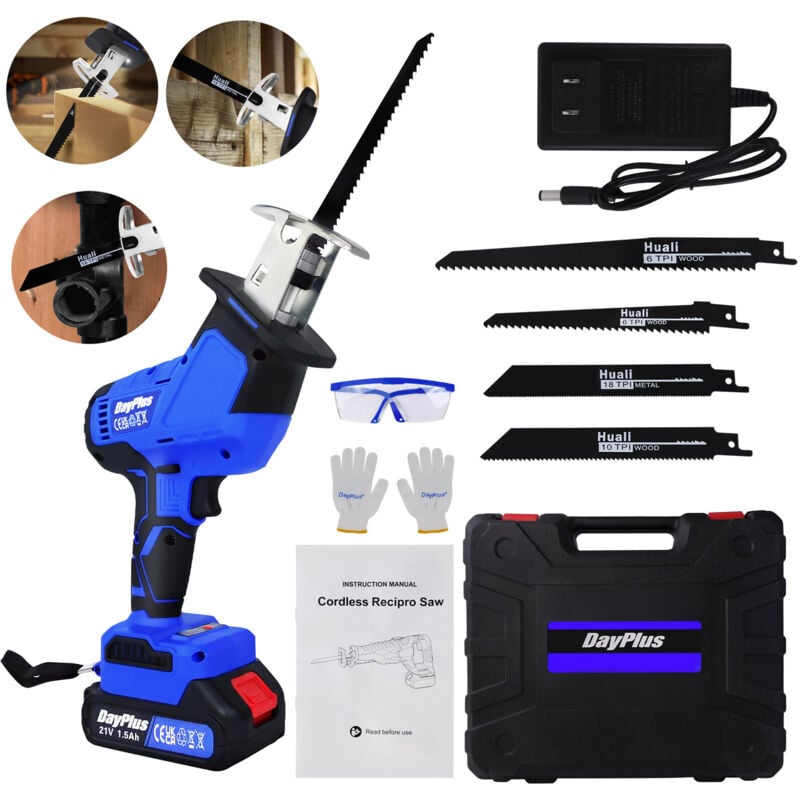 Scie alternative sans fil électrique + batterie scie à bois diy cut 3000rpm, 4 lames