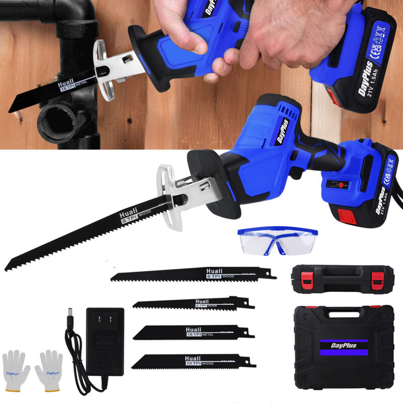 Scie alternative sans fil électrique + batterie scie à bois diy cut 3000rpm, 4x lame, 1x chargeur