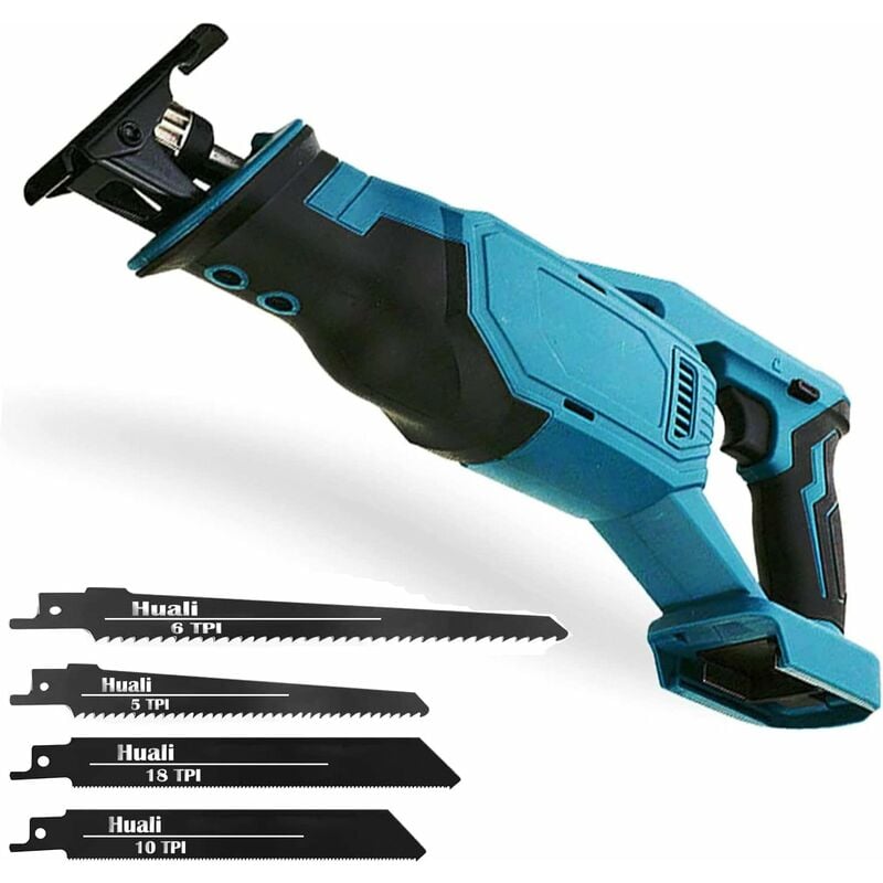 Scie alternative sans fil, Compatible avec la batterie Makita, vitesse variable, avec 4 lames, lumière led, 0-3000SPM, pour couper le bois,