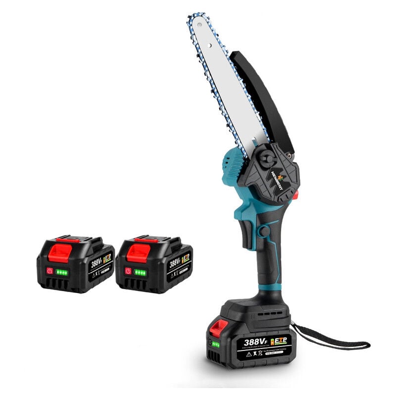Mini Tronçonneuse Sans Balais 8 Pouces avec 388vf Batteries, Tronçonneuse à Batterie avec Lubrification Automatique, pour la Coupe du bois, l'élagage