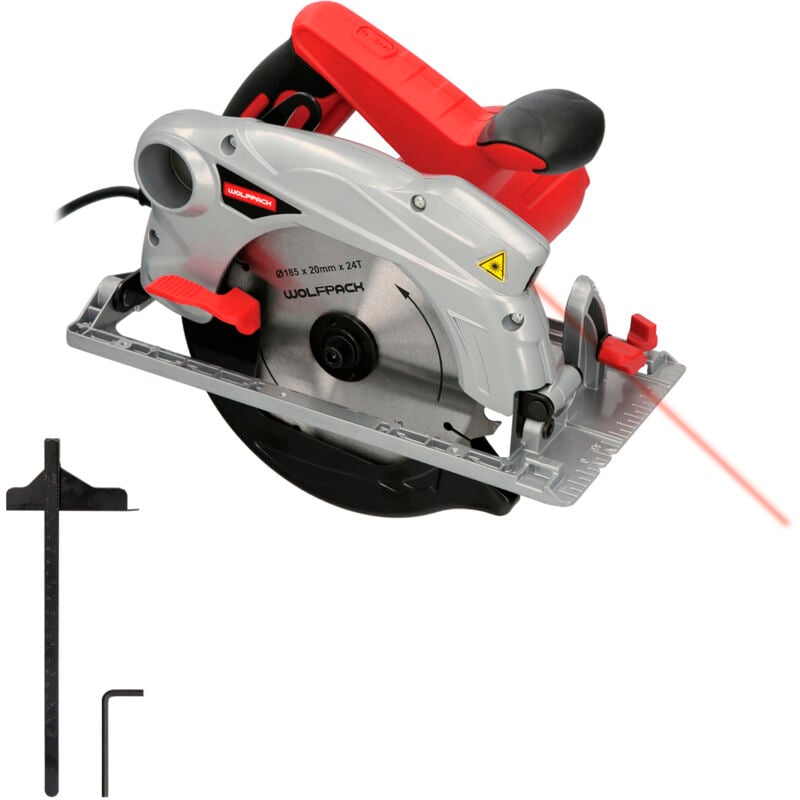 Scie circulaire 1300 watts. Avec disque laser 185 mm. 4 700 tr/min