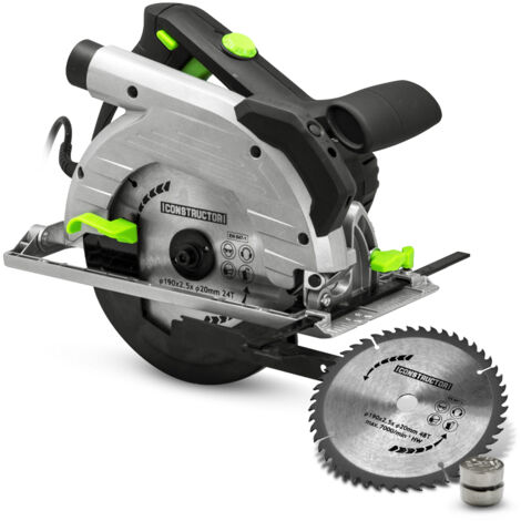 Scie circulaire 1350W 190mm – Vitesse variable 2200-4700 t/min – Profondeur de coupe 66mm – Laser pour découpe précise – Constructor