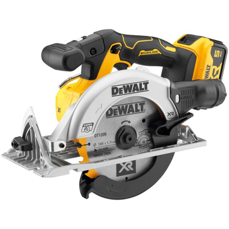Scie circulaire 165 mm XR 18V DEWALT + 2 batteries 5Ah + coffret Tstak DCS565P2 QW - vue 2