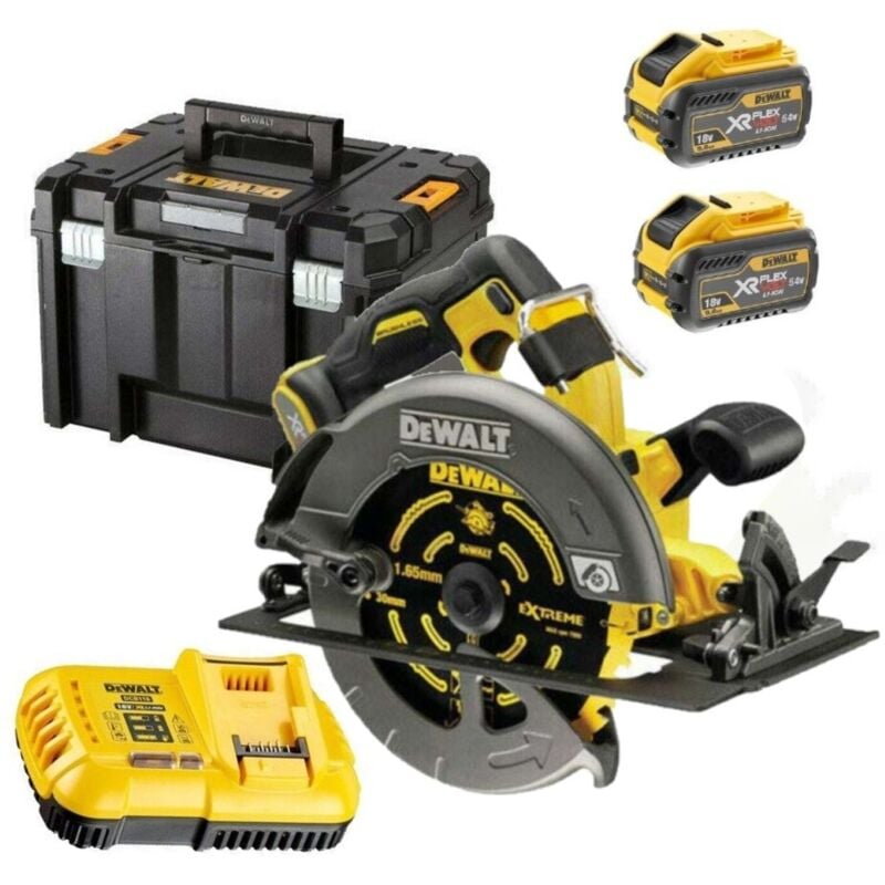 DCS578X2 Scie Circulaire 54V FlexVolt 190mm 2 x 9.0Ah Batteries + chargeur en t-stak - Dewalt
