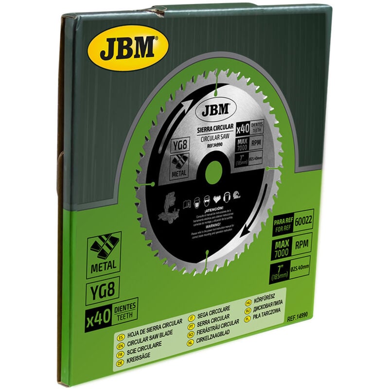 JBM - lame de scie circulaire 40T 185mm. pour métal pour ref. 60022 14990