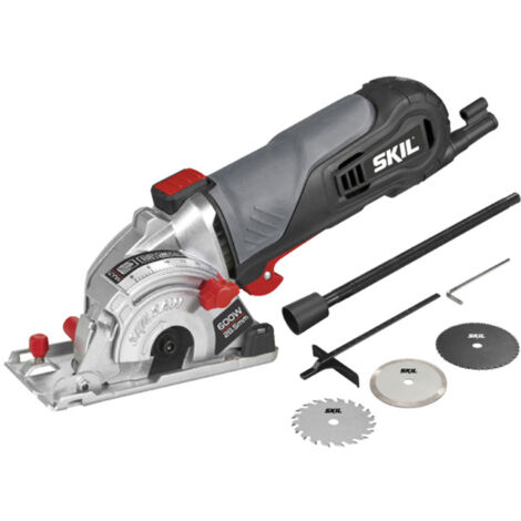 Scie circulaire compacte 600W Ø85mm – Profondeur de coupe 28mm – Pour bois, plastique, métal tendre – Raccord aspirateur – Skil