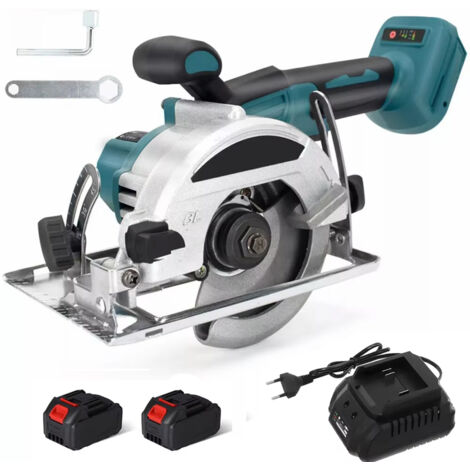Scie Circulaire Électrique Sans Balais 5 Pouces 18V Sans Fil Outil de Coupe pour Bois avec 2 Batteries