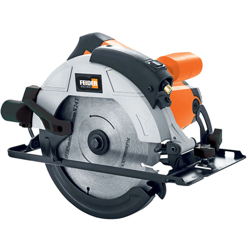 Feider – Scie circulaire 1400 W 185 mm 62 mm – Moteur puissant pour coupes précises dans bois dur – Laser intégré pour guidage exact