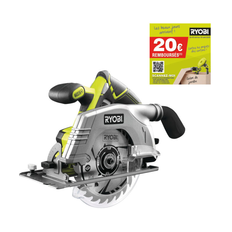 Scie circulaire Ryobi 18V One+ - sans batterie ni chargeur R18CS-0