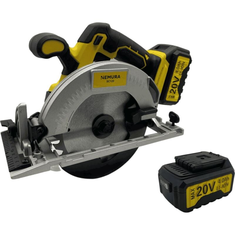 Scie Circulaire sans fil 20V brushless Nemura 2 Batteries 4Ah + Chargeur Rapide