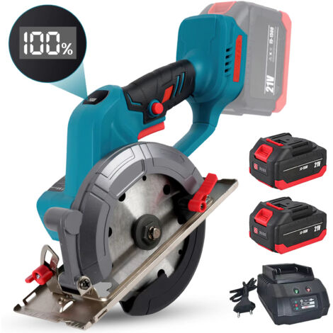 Scie Circulaire Sans Fil 6 Pouces Sans Balais Angle Réglable Outil Bois Compatible Makita 18V avec 2 Batteries