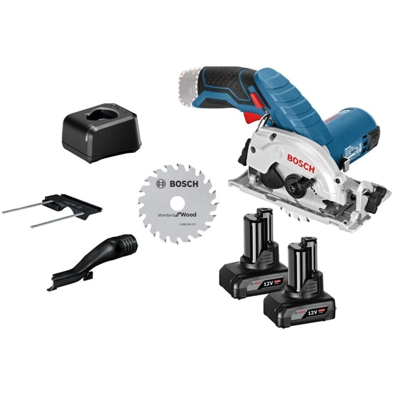 Scie circulaire sans fil Bosch gks 12V-26 12 v ø 85 mm / 2x 4,0 Ah batterie + chargeur, accessoires inclus