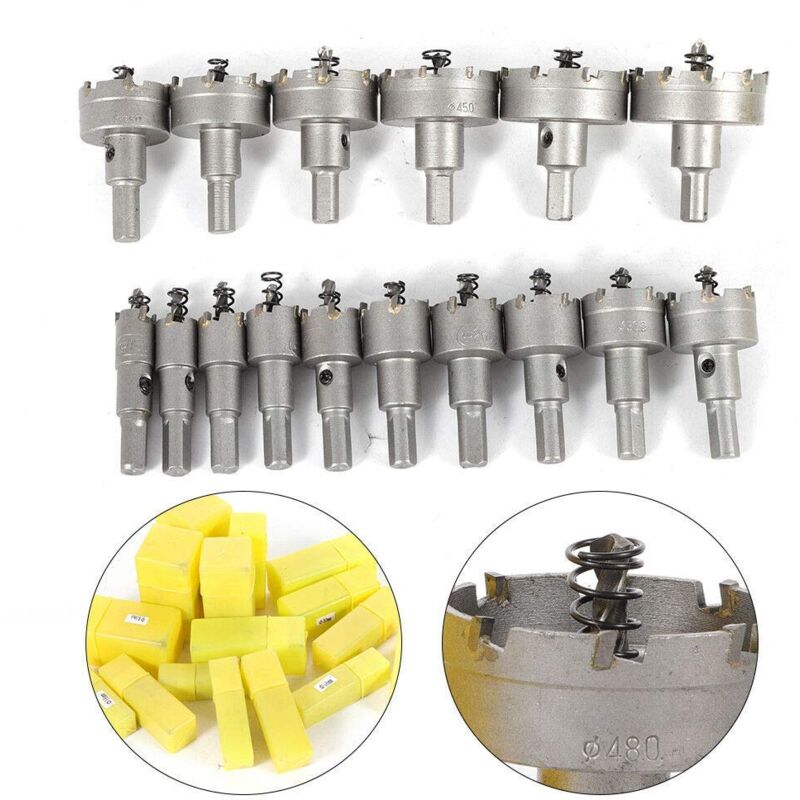 Gojoy - Scie Cloche 16PCS Scie Cloche en Carbure tct Foret 15-50 mm Jeu de Scies Cloches Foret de Forage Coupe-Cercle Foret en Métal, pour Aluminium,