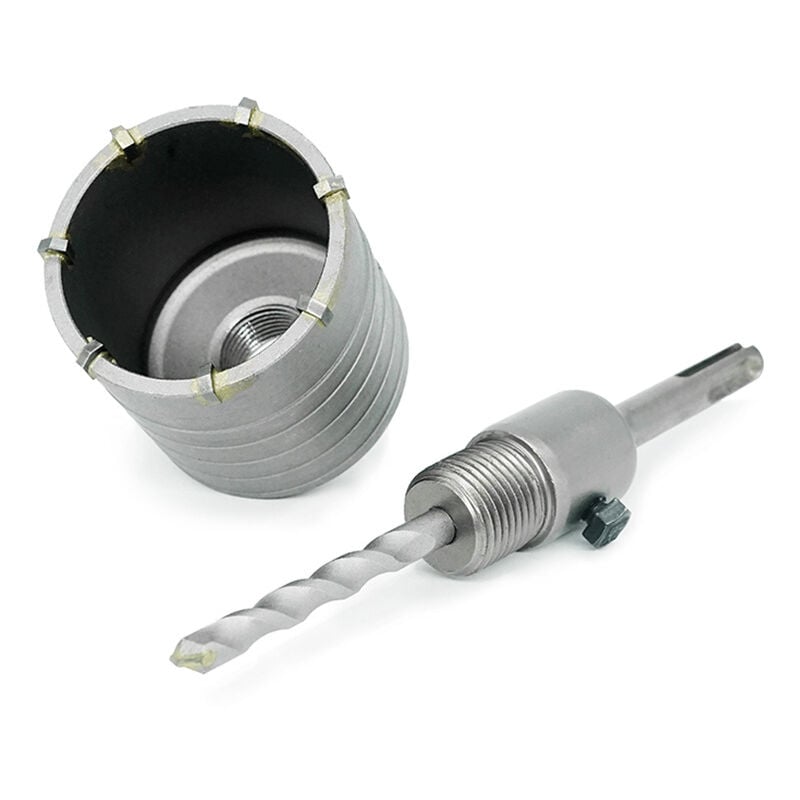 Tinor - Scie Cloche Beton, Marbre, Brique, Pierre, Maçonnerie - Scie Trépan Carbure avec Adaptateur et Foret de Centrage 8x110mm - Carotteuse Beton