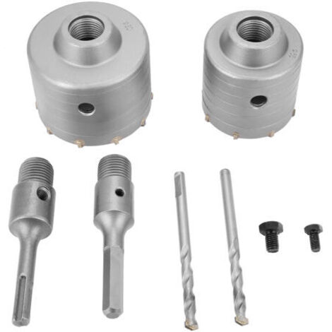 Scie Cloche Beton Scie à Cloche Trépan, Set de Scies Cloches avec Adaptateur SDS Plus 110 mm Foret Ouvre-Trou Tige d'Extension de Foret pour Perçage Précis sur Céramique Verre Marbre 65/80mm