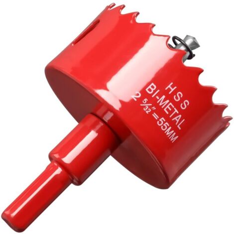 Scie Cloche Bi-métal 55mm, M42 HSS Bimétallique Scie Trèpan avec Foret de Centrage pour Robuste Perceuse à Percer pour Fer, Aluminium, Bois, Cloison Sèche, Tuyau, Panneau de Fibres de Bois, Rouge