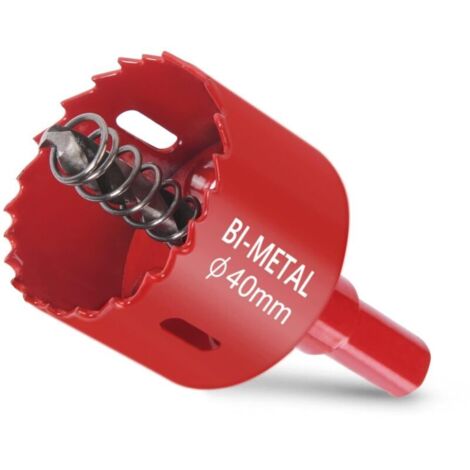 Scie Cloche Bi-métal, Scie Cloche Bois Ø40mm, Scie Trépan avec Adaptateur Hexagonal et Foret de Centrage, pour Percer Plastique, PVC, Bois, Panneaux Fibres, Métal Souple
