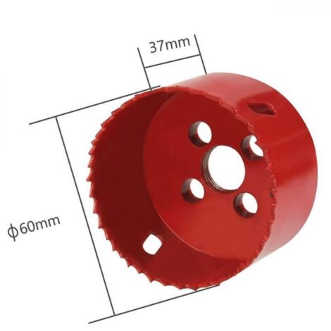 Scie Cloche Bimétallique 60 mm pour Bois, Plastique, PVC et Panneaux de Fibres – Avec Adaptateur Hexagonal et Foret de Centrage