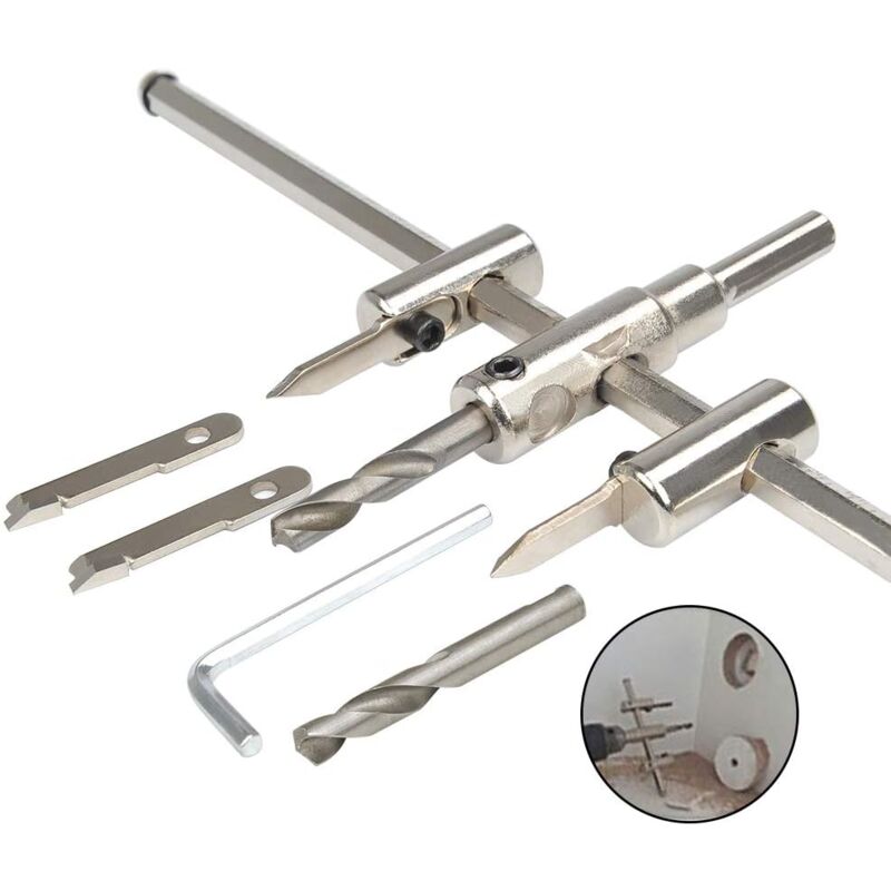 Scie cloche circulaire Scie cloche circulaire en alliage réglable avec outils de travail du bois de coupe de cercle de pas de trou de 40-300mm