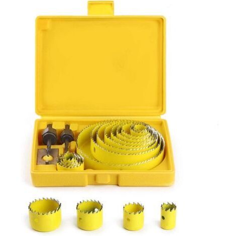 Scie Cloche Coffret, Scies Cloches Trepan Ø19127mm Kit Complet Dans un écrin Avec des Mandrins et des Dispositifs pour Bois Plâtre Plastique PVC Fabriqué en Acier Trempé de Haute Qualité A3